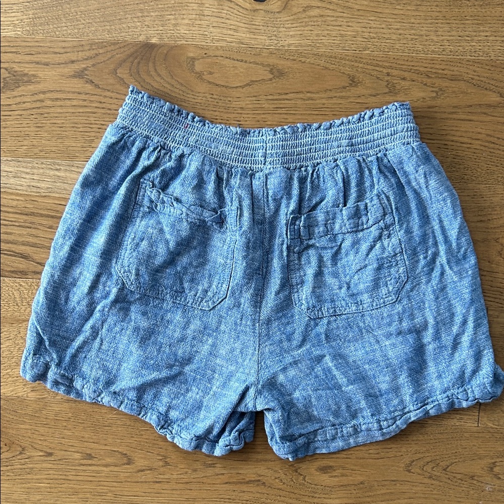 Briggs New York Light Blue Drawstring Linen-Blend High-Waist Shorts (3) - Picture 5 of 5
